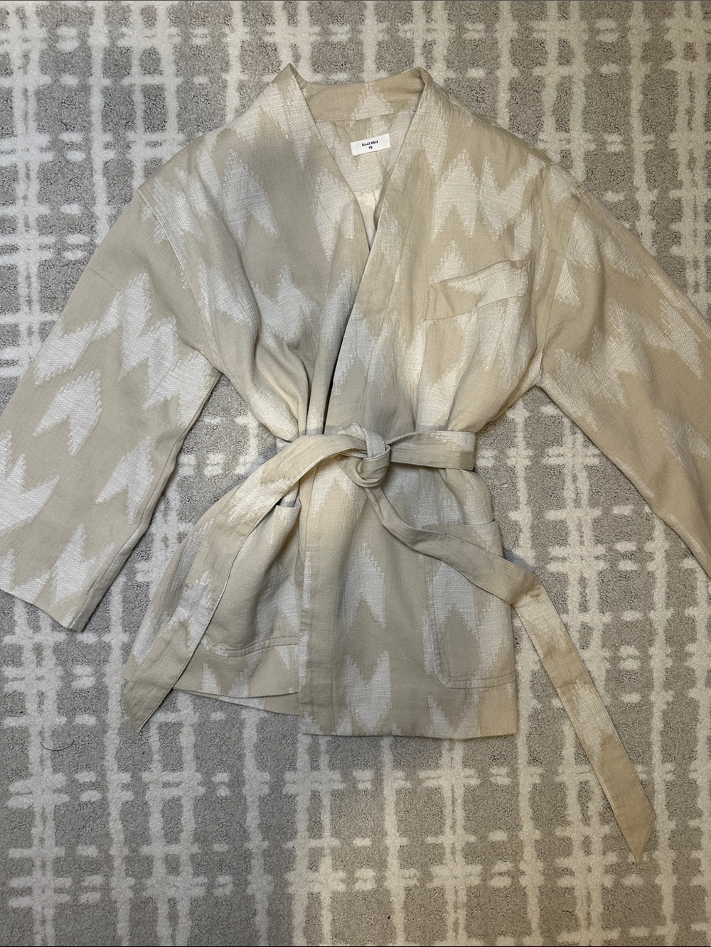 Billy Reid Cream and Beige Tie-Waist Jacket